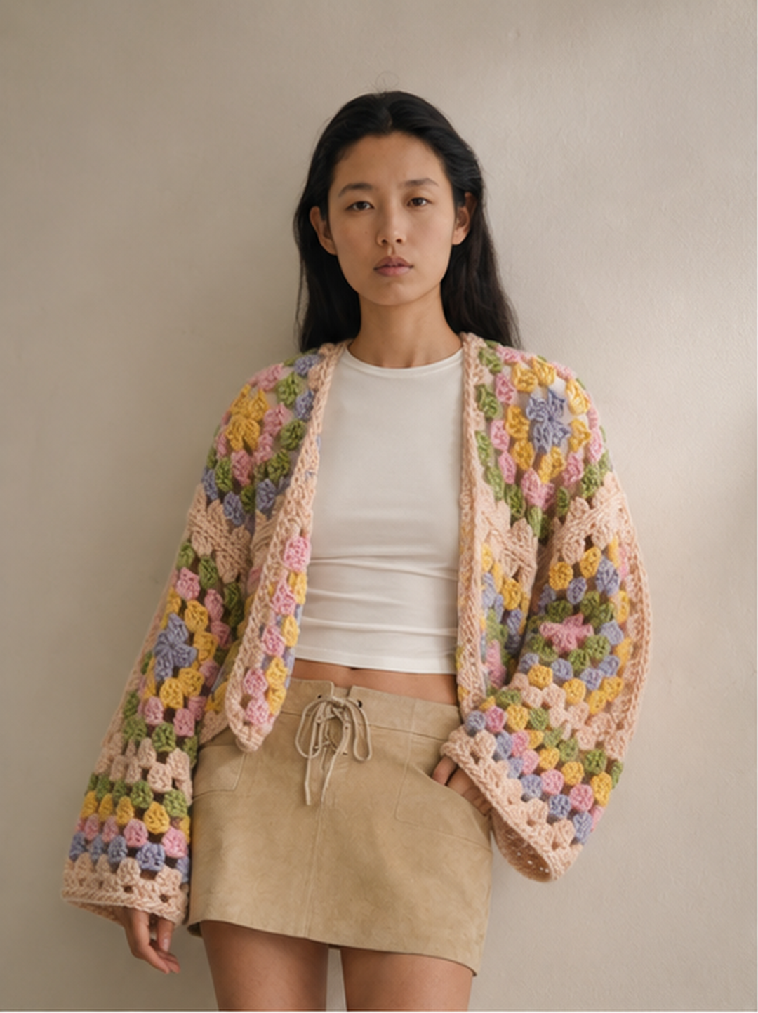 Granny Square Cardigan, pastel craft
